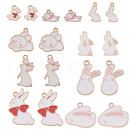 Alloy Enamel Bunny Pendants ENAM-CJ0001-36-1