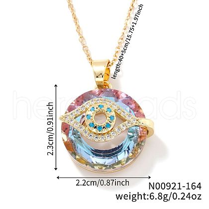 Brass Evil Eye Glass Pendant Necklaces AA7178-9-1