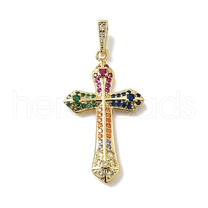 Brass Micro Pave Cubic Zirconia Pendants KK-Q066-41G-1