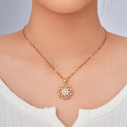 Elegant Vintage Brass Pave Clear Cubic Zirconia Heart Snowflake Romantic Pendant Necklaces for Women CV7091-2-1