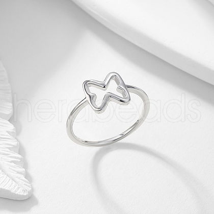 Hollow Bowknot 925 Sterling Silver Finger Rings for Women AC9249-6-1