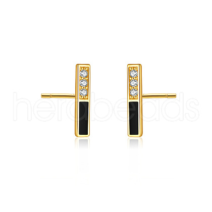 Rectangle S925 Sterling Silver Stud Earrings KX7228-2-1