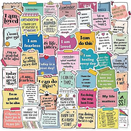 50Pcs Motivationa Word Paper Self-Adhesive Picture Stickers AJEW-S086-10-1