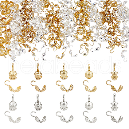   200Pcs 10 Styles Brass Bead Tips FIND-PH0020-84-1