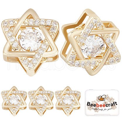 Beebeecraft 8Pcs Brass Micro Pave Clear Cubic Zirconia Charms ZIRC-BBC0001-29-1