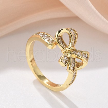 Brass Micro Pave Clear Cubic Zirconia Finger Rings RJEW-C120-27A-G-1