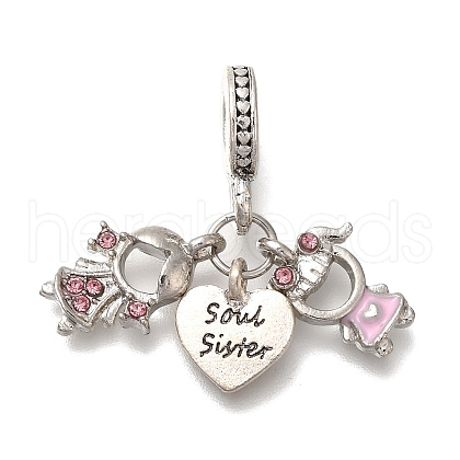 Rack Plating Alloy Rhinestone European Dangle Charms PALLOY-S189-42P-01-1