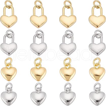 SUPERFINDINGS 16Pcs 4 Style Rack Plating Real 18K Gold Plated Brass Pendants KK-FH0003-96-1