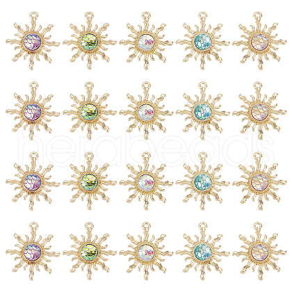 SUNNYCLUE 20Pcs 5 Colors Mermaid Fish Dragon Scale Alloy & Plastic Pendants FIND-SC0004-01-1