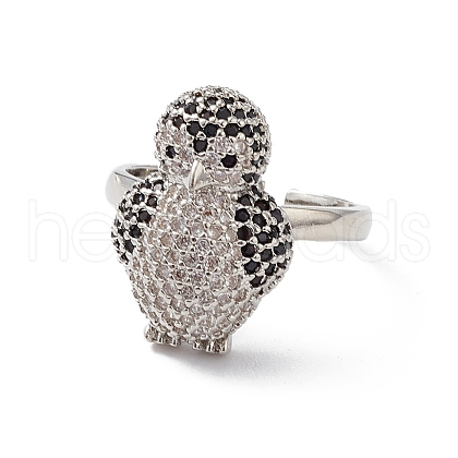 Penguin Clear & Black Cubic Zirconia Cuff Ring RJEW-M146-05P-1