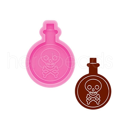 Bottle with Skull & Bone Pendant Silicone Molds DIY-M034-26-1