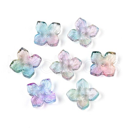 Baking Painted Transparent Glass Bead Caps DGLA-N014-04E-1