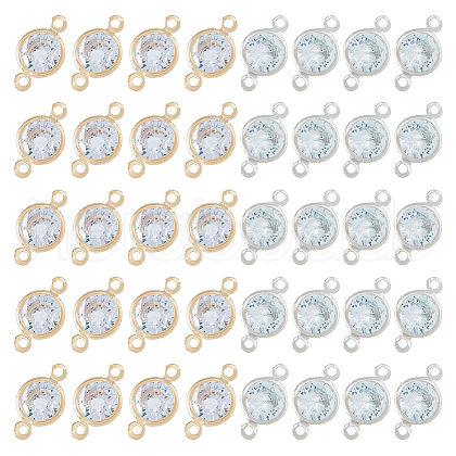 SUPERFINDINGS 40Pcs 2 Colors  Cubic Zirconia Link ZIRC-FH0001-50-1