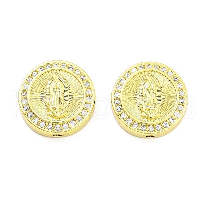 Rack Plating Brass Micro Pave Clear Cubic Zirconia Beads KK-NH0001-10A-G-1