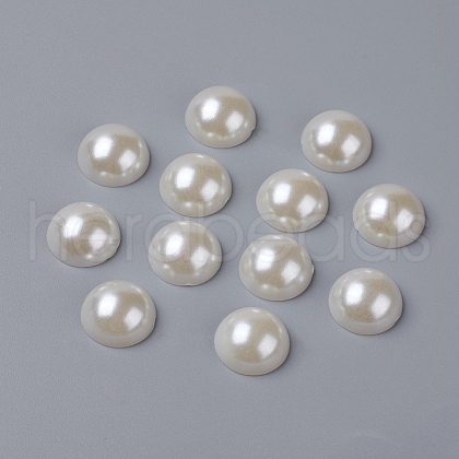 Half Round Domed Imitated Pearl Acrylic Cabochons OACR-H001-9-1