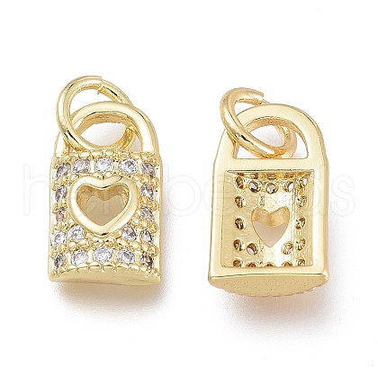 Brass Micro Pave Clear Cubic Zirconia Charms X-ZIRC-Q024-01G-1