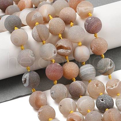 Natural Geode/Druzy Agate Beads Strands G-A248-A05-01-1