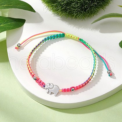 Braided Nylon Cord Adjustable Bracelets BJEW-JB11597-04-1