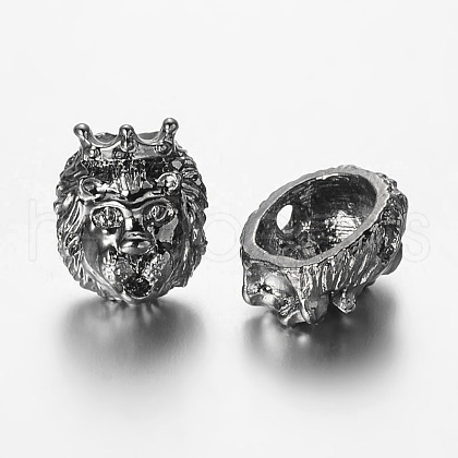 Lion Head Alloy Beads PALLOY-L161-05B-1
