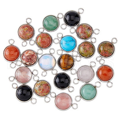 Unicraftale 20Pcs Natural & Synthetic Mixed Gemstone Connector Charms G-UN0001-22B-1