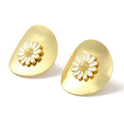Rack Plating Brass Enamel Stud Earrings EJEW-B062-05A-G-1