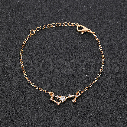 12 Constellations Alloy Rhinestone Link Bracelets WG43B2B-01-1