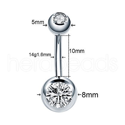 Clear Cubic Zirconia Belly Button Rings WG9960A-11-1