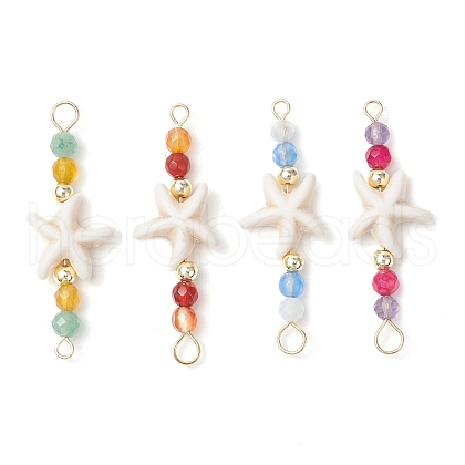 Summer Beach Dyed Synthetic Turquoise Connector Charms PALLOY-JF03746-01-1