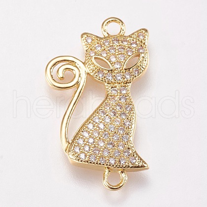 Brass Micro Pave Cubic Alloy Kitten Links connectors ZIRC-A009-43G-1