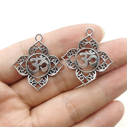 Tibetan Style Vintage Zinc Alloy Hollow Yoga Logo Pendants PW-WG9B9DC-01-1