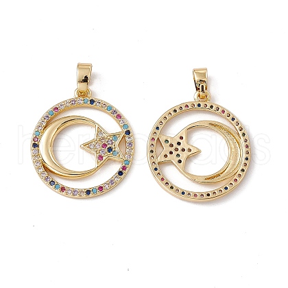 Brass Micro Pave Cubic Zirconia Pendant KK-E068-VC066-1