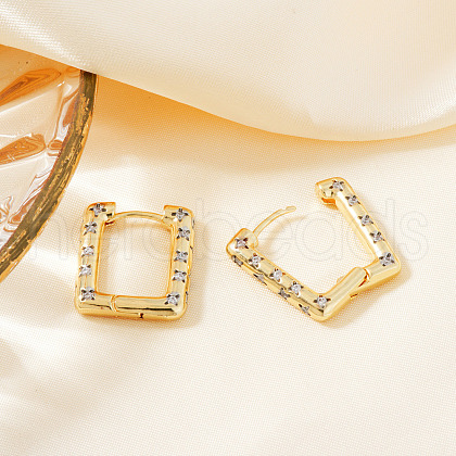 Brass Clear Cubic Zirconia Hoop Earrings VM6429-1-1