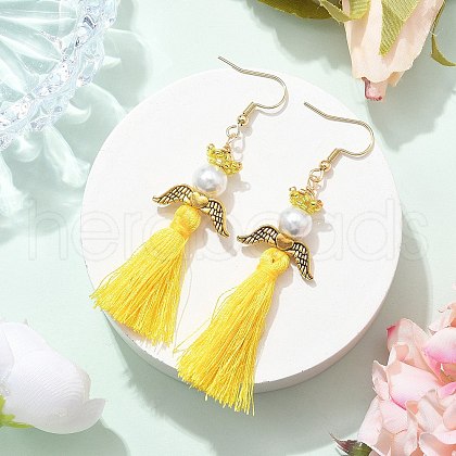 Angel 304 Stainless Steel Dangle Earrings EJEW-MZ00409-01-1