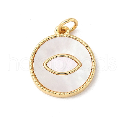 Brass Pave Natural White Shell Pendants KK-S522-11G-1