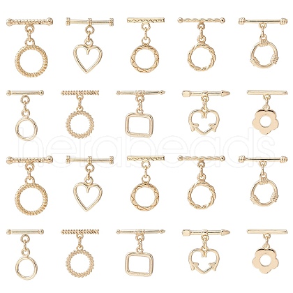 10Pcs 10 Styles Rack Plating Brass Toggle Clasps KK-CJ0002-04-1