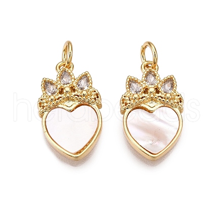 Brass Micro Pave Clear Cubic Zirconia Pendants KK-N254-211G-1
