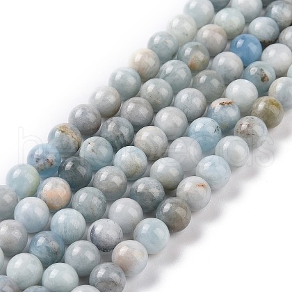 Natural Aquamarine Beads Strands G-F641-02-8mm-01A-1