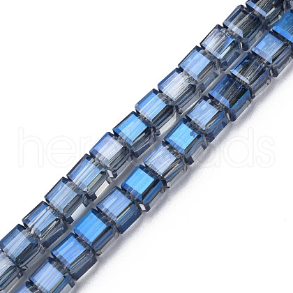 Electroplate Transparent Glass Beads Strands EGLA-N002-28-F06-1