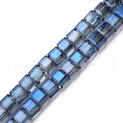 Electroplate Transparent Glass Beads Strands EGLA-N002-28-F06-1