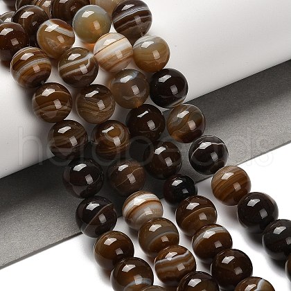 Dyed Natural Banded Agate Beads Strands G-G175-A08-01-1