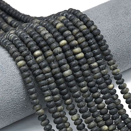 Natural Golden Sheen Obsidian Beads Strands G-P575-A29-6x4mm-1