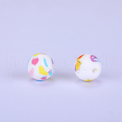 Printed Round Silicone Focal Beads SI-JX0056A-94-1