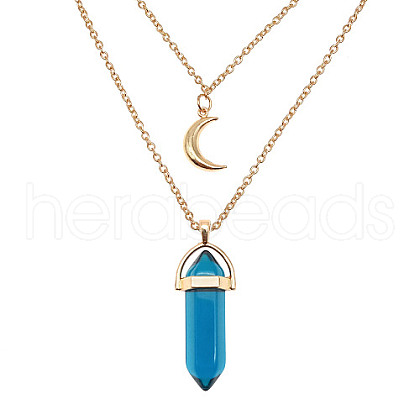 Dyed Natural Jasper Cone Pendant Double Layer Necklace UX9990-12-1