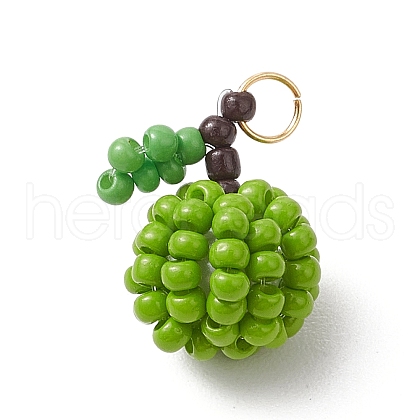 Handmade Glass Seed Beaded Apple Pendants PALLOY-MZ00483-03-1