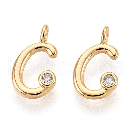 Brass Micro Pave Cubic Zirconia Charms KK-N263-97G-C-1