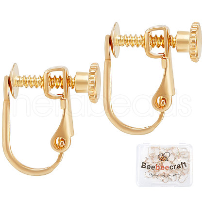 Beebeecraft 20Pcs Brass Clip-on Earring Findings KK-BBC0003-38-1