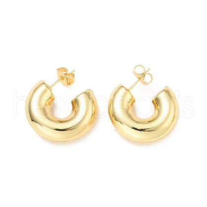 Rack Plating Brass C-shape Stud Earrings EJEW-G288-32D-G-1