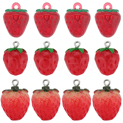 SUNNYCLUE 24Pcs 3 Styles Opaque & Transparent Resin Imitation Fruit Pendants RESI-SC0002-99-1