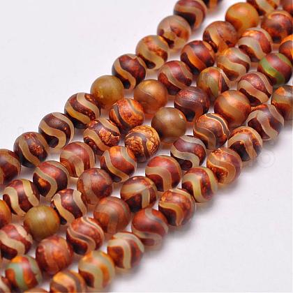 Natural Tibetan Style dZi Beads Strands G-P229-A-07A-6mm-1