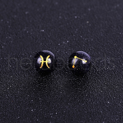 Synthetic Blue Goldstone Carved Constellation Beads PW-WG92554-12-1